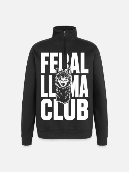 Feral Llama Club Wild Llama - Quarter-Zip Sweatshirt - black