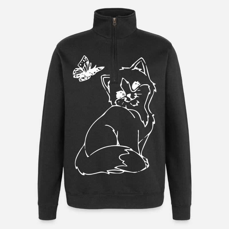 Katze - Kätzchen - Quarter-Zip-Sweatshirt - Schwarz