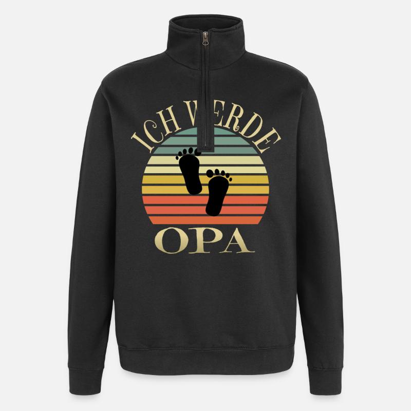 Ich werde Opa - Quarter-Zip-Sweatshirt - Schwarz