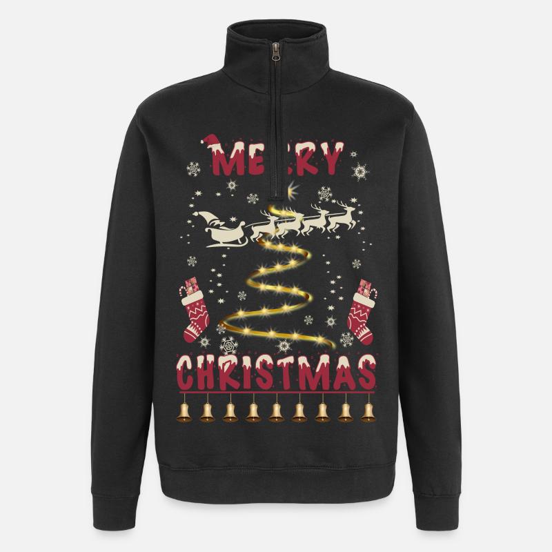 Frohe Weihnachten - Quarter-Zip-Sweatshirt - Schwarz