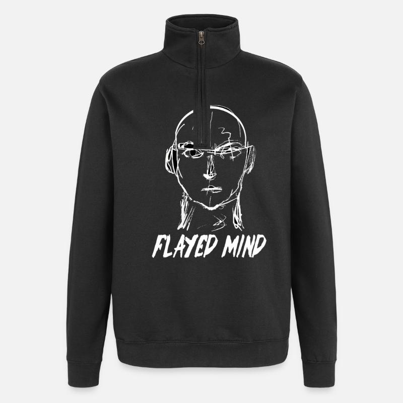 Flayed Mind weiß - Quarter-Zip-Sweatshirt - Schwarz