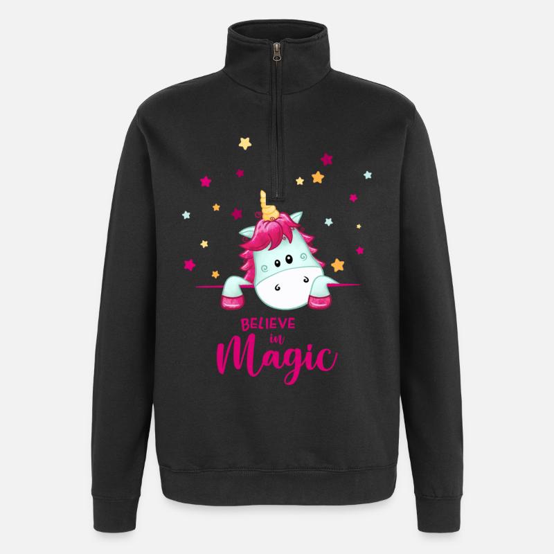 Einhorn Magie - Quarter-Zip-Sweatshirt - Schwarz
