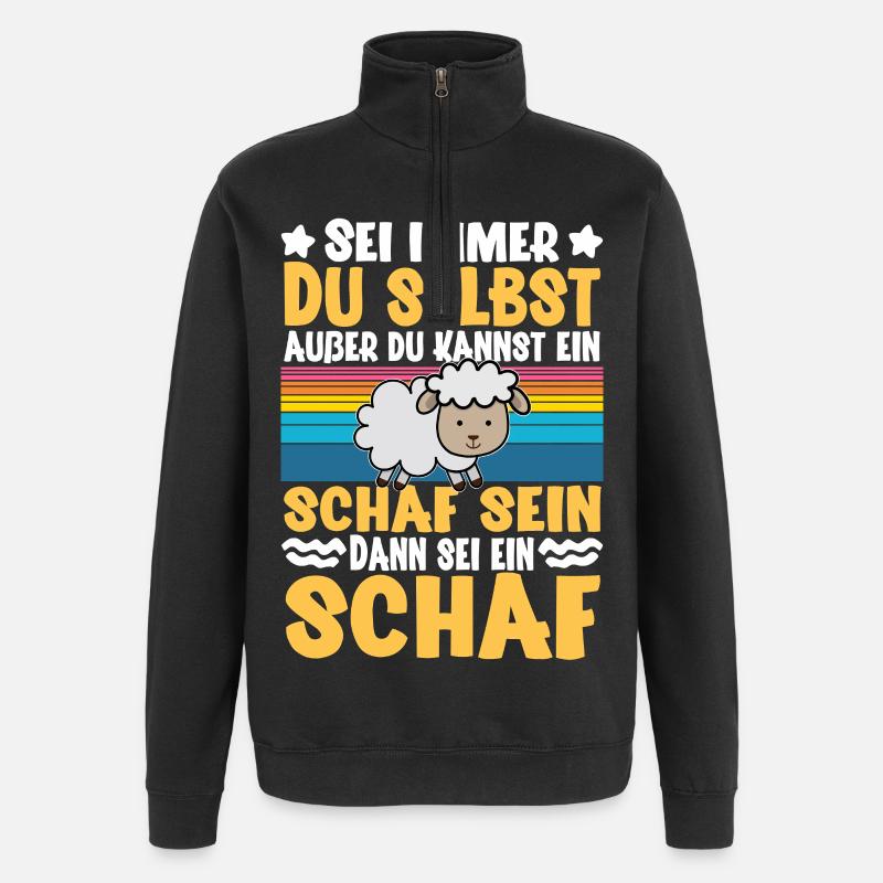 Schaf - Quarter-Zip-Sweatshirt - Schwarz