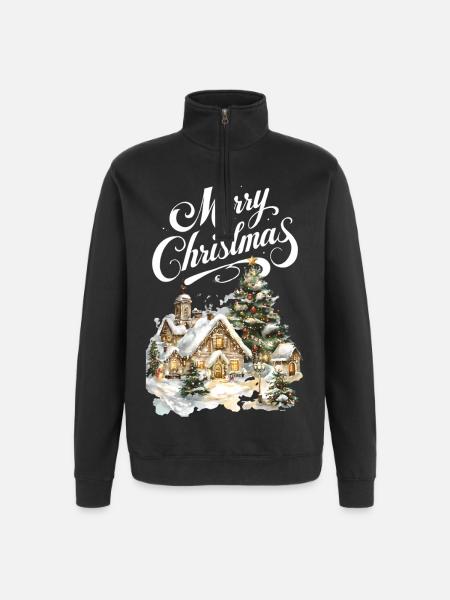 Winter Village Christmas Dream Scene - Quarter-Zip Sweatshirt - black