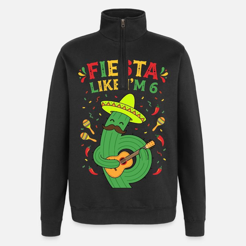 Fiesta comme si j’avais 6 cactus - Sweat à zip 1/4 - noir