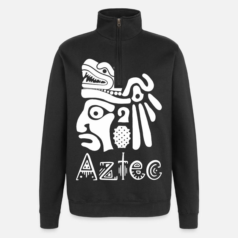 Guerrier aztèque (blanc) - Sweat à zip 1/4 - noir