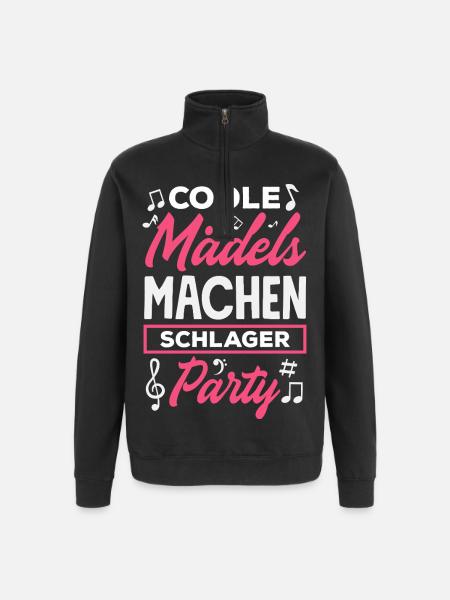 Coole Mädels Machen Schlager Party - Quarter-Zip-Sweatshirt - Schwarz