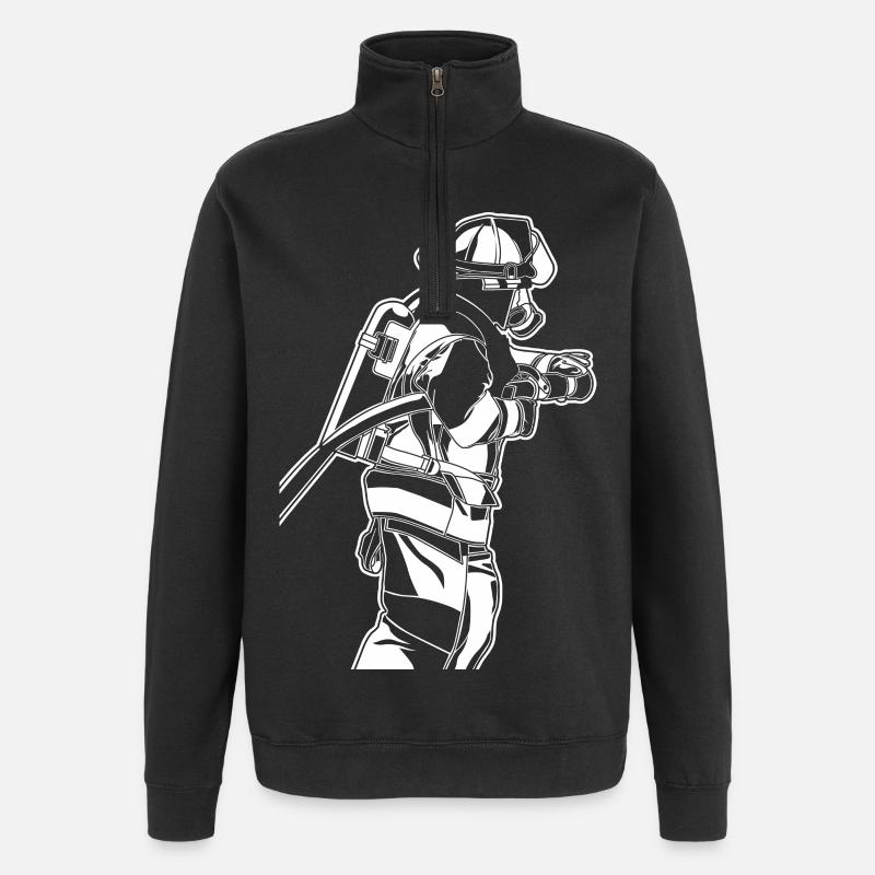 Feuerwehrmann Skizze - Quarter-Zip-Sweatshirt - Schwarz