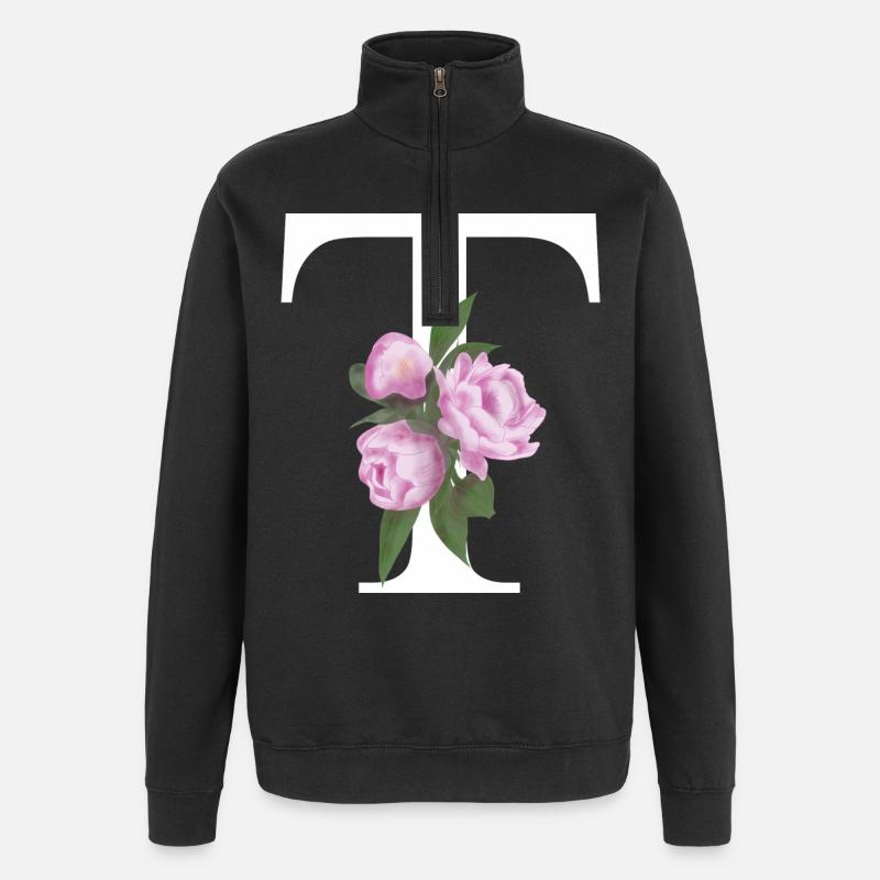 T - Quarter-Zip-Sweatshirt - Schwarz