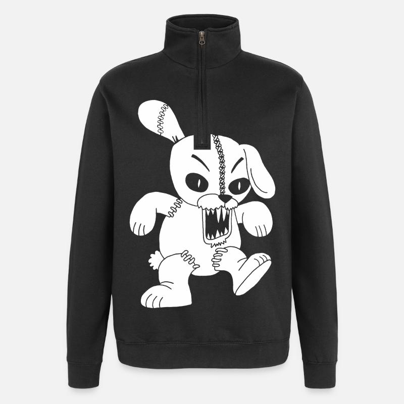 Lapin blanc monstrueux - Sweat à zip 1/4 - noir