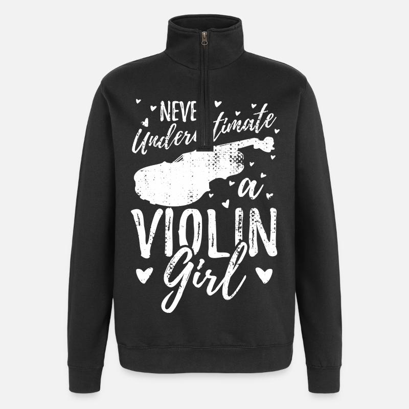 Geigenmädchen - Quarter-Zip-Sweatshirt - Schwarz