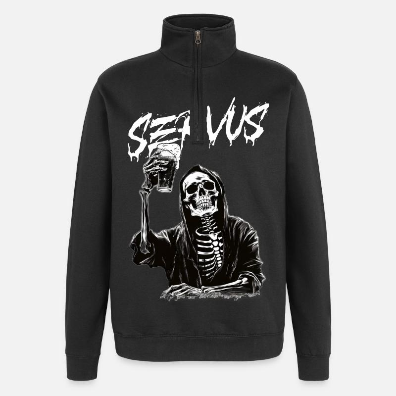 Grim Reaper à la bière - Sweat à zip 1/4 - noir