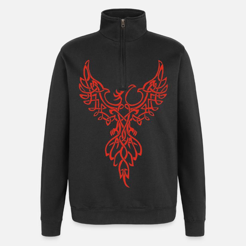 Red Phoenix Symbol - Quarter-Zip Sweatshirt - black