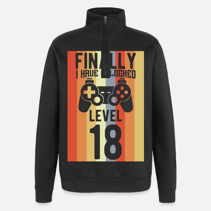 Level 18 Unlocked - Quarter-Zip Sweatshirt - black