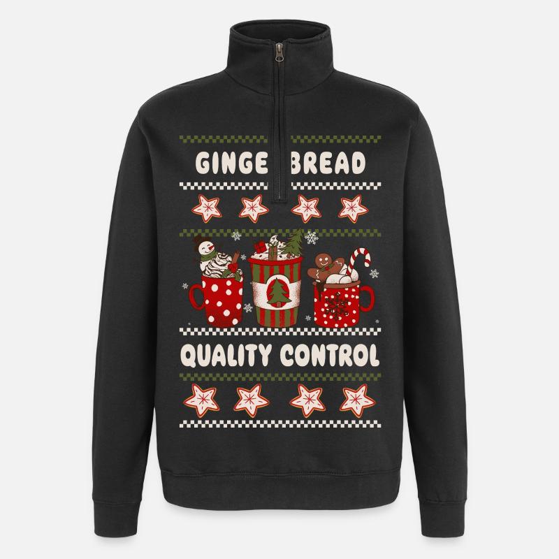 Gingerbread Quality Control - Weihnachten - Quarter-Zip-Sweatshirt - Schwarz