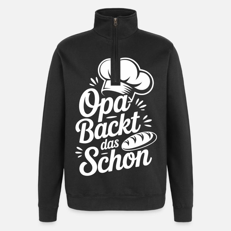 Grandpa bakes it nicely - Quarter-Zip Sweatshirt - black
