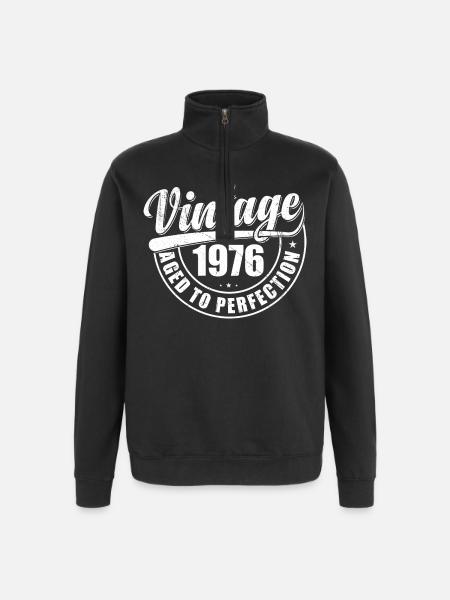 Födelsedagspresent 1976 Årgång 1976 Retro 1976 - Tröja med 1/4-dragkedja - svart