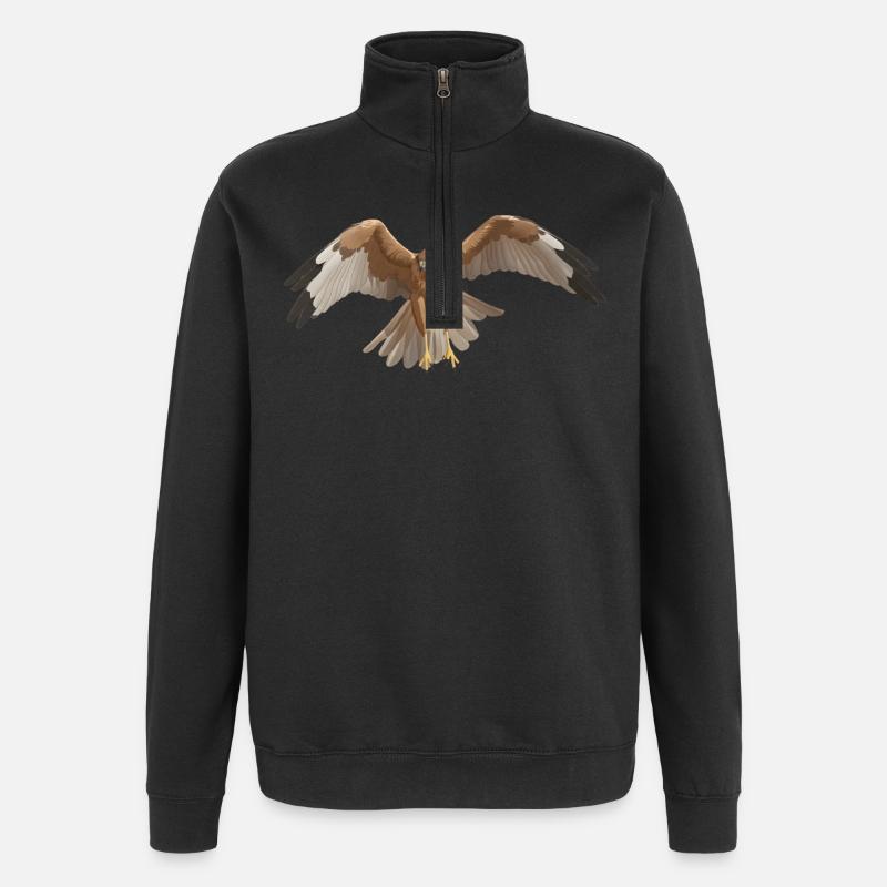Marsh Harrier Circus aeruginosus - Quarter-Zip Sweatshirt - black