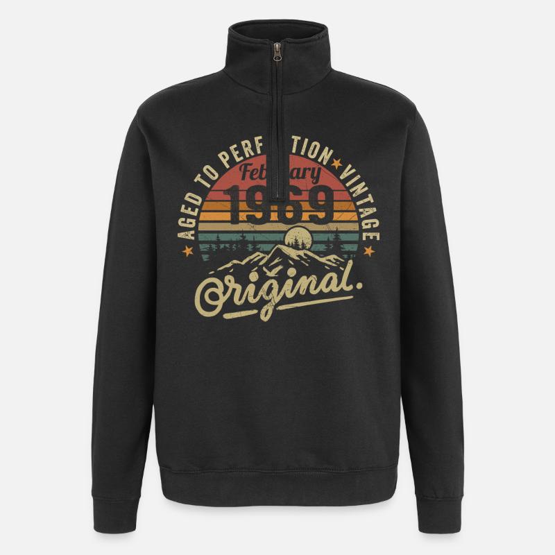 Février 1969, anniversaire 1969 Février - Sweat à zip 1/4 - noir