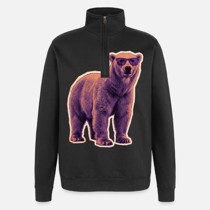 Summer Polar Bear Sunglasses - Quarter-Zip Sweatshirt - black