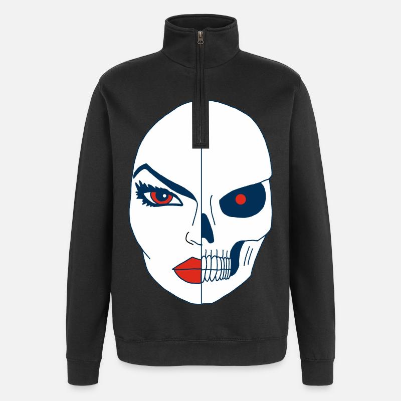 Tod und sein Gesicht - Quarter-Zip-Sweatshirt - Schwarz