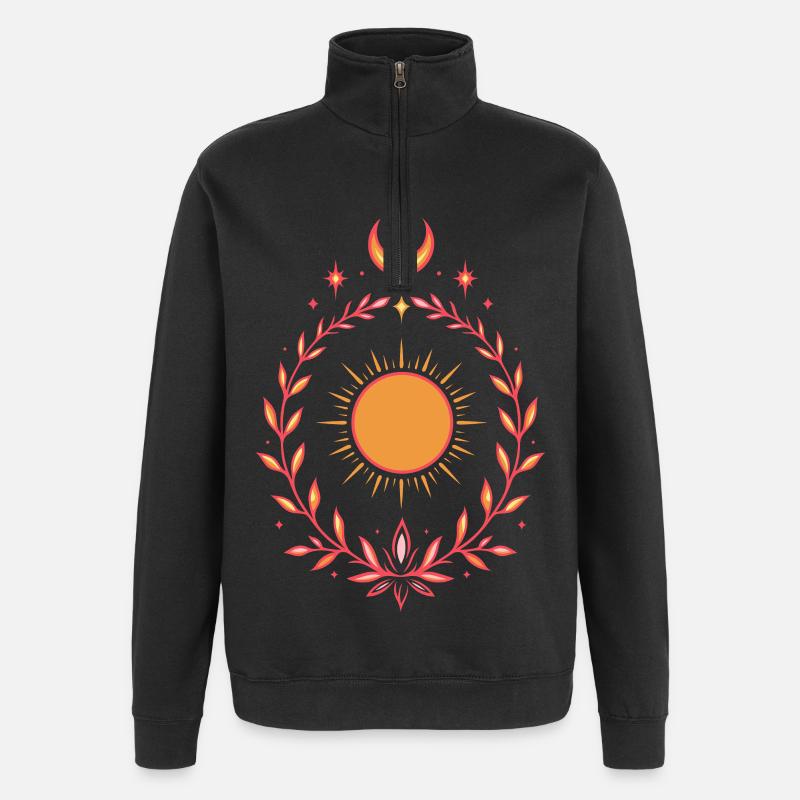 Midsummer Sun – Boho Litha Design - Quarter-Zip Sweatshirt - black
