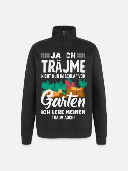 Ich Träume Vom Garten - Quarter-Zip-Sweatshirt - Schwarz