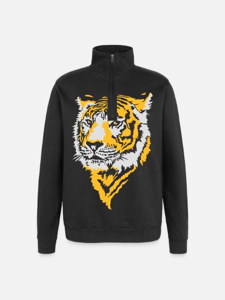 Tiger, Tigre - Quarter-Zip Sweatshirt - black