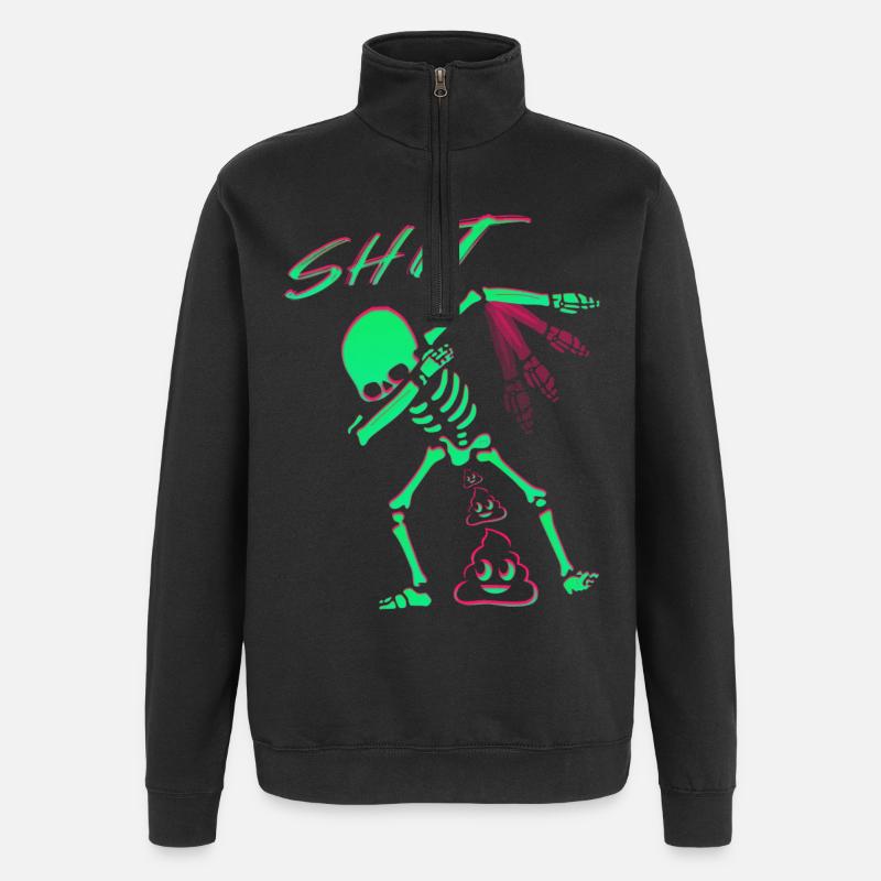Squelette drôle - Sweat à zip 1/4 - noir