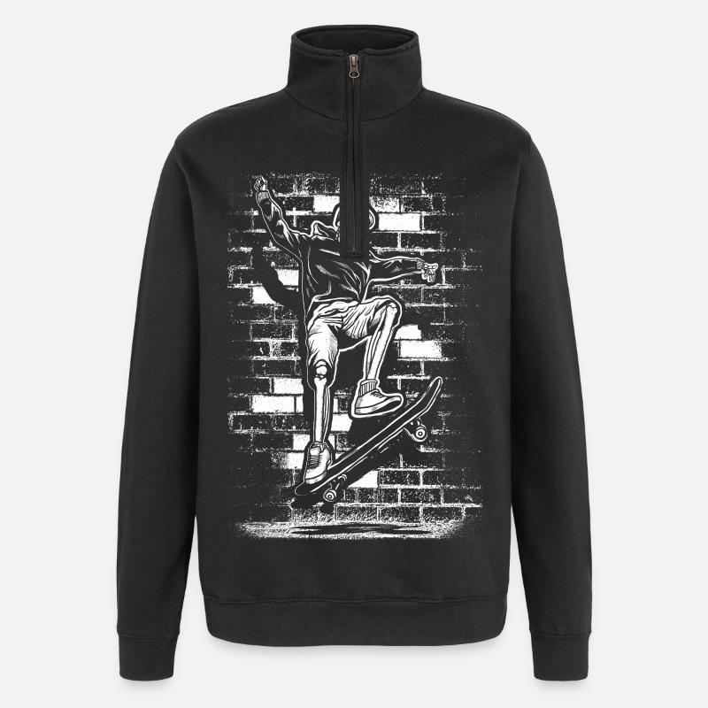 Skate | Skater | planche à roulette - Sweat à zip 1/4 - noir