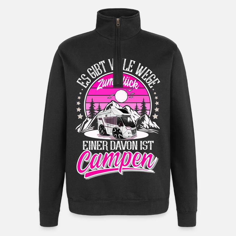 Camping Camper Campen - Quarter-Zip-Sweatshirt - Schwarz