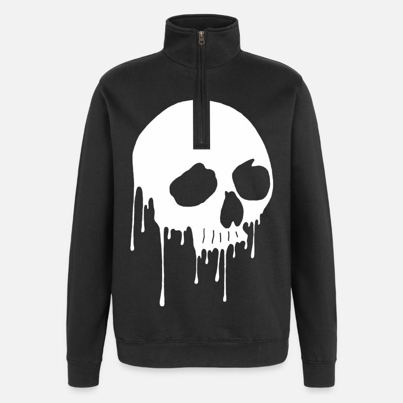 Crâne blanc et graffiti - Sweat à zip 1/4 - noir