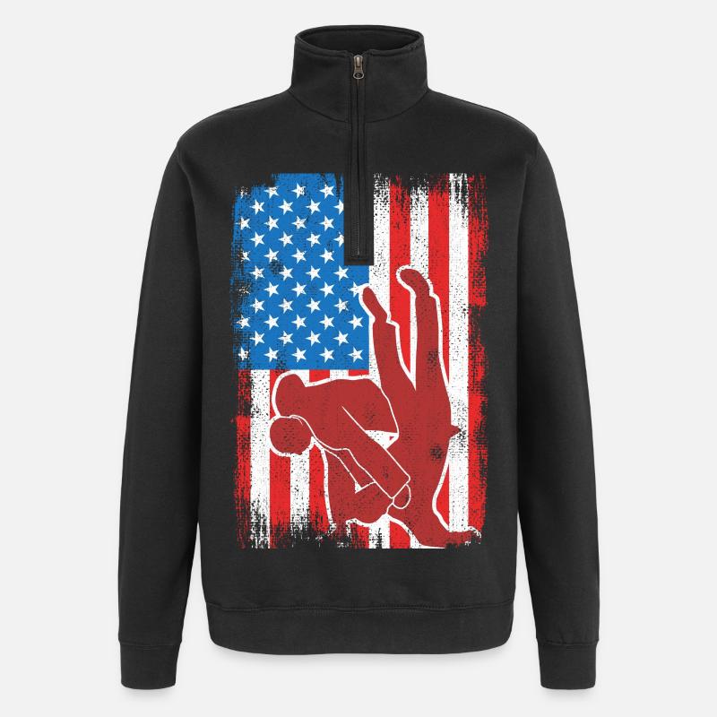 Judo USA Flagge - Quarter-Zip-Sweatshirt - Schwarz