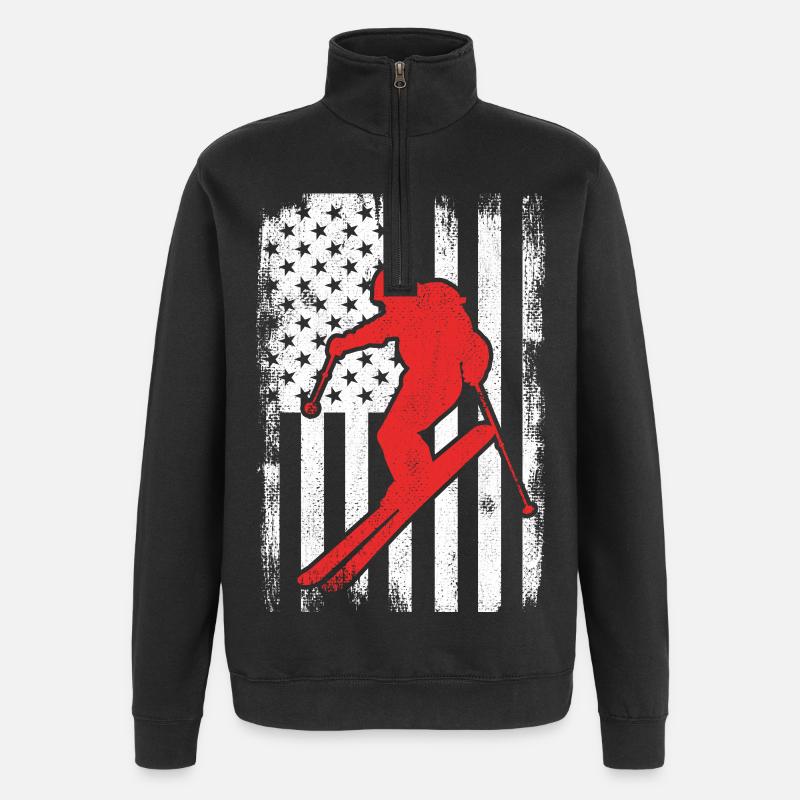 4. Juli Ski USA - Quarter-Zip-Sweatshirt - Schwarz