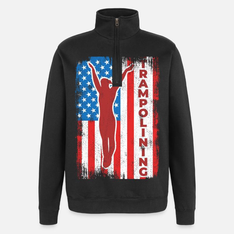 Trampoline jumping drapeau des États-Unis - Sweat à zip 1/4 - noir