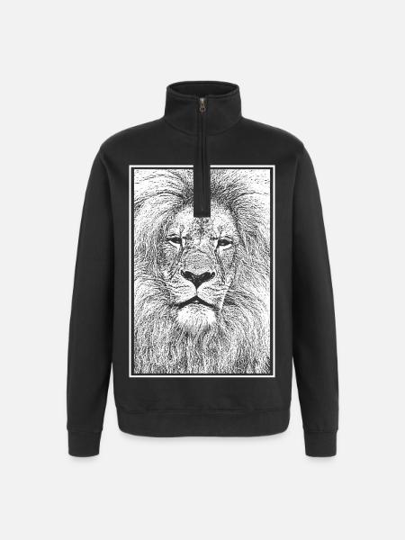 Magnificent lion - Quarter-Zip Sweatshirt - black