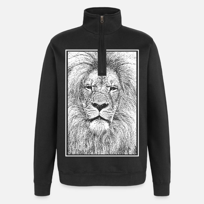 Magnificent lion - Quarter-Zip Sweatshirt - black