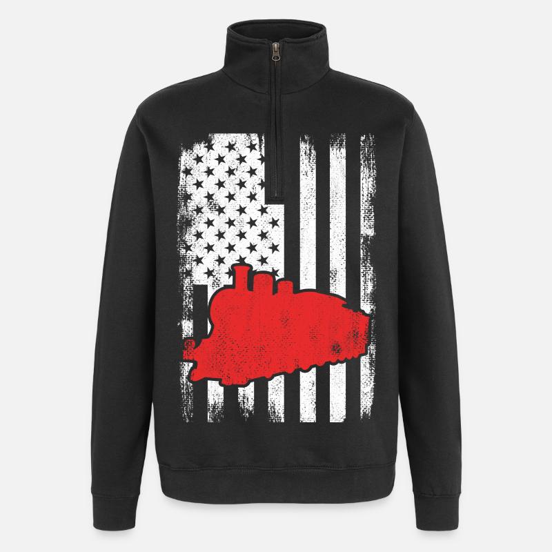 US Patriotischer Eisenbahner - Quarter-Zip-Sweatshirt - Schwarz