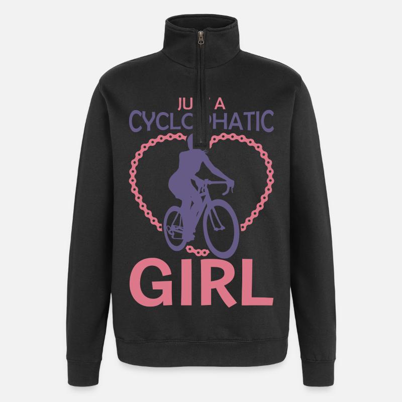 Radfahrer Mädchen - Quarter-Zip-Sweatshirt - Schwarz
