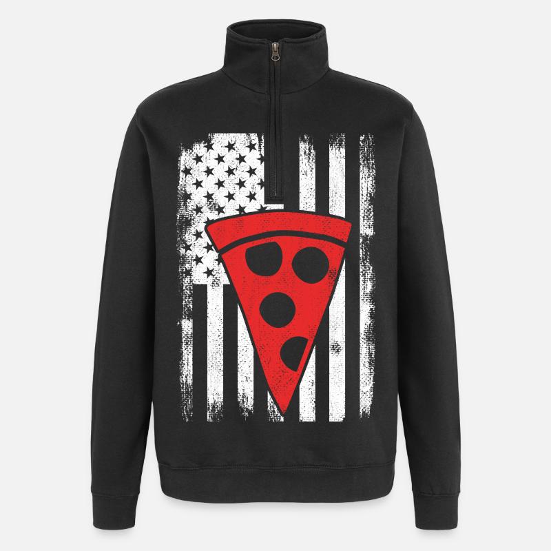 USA Pizza - Quarter-Zip-Sweatshirt - Schwarz