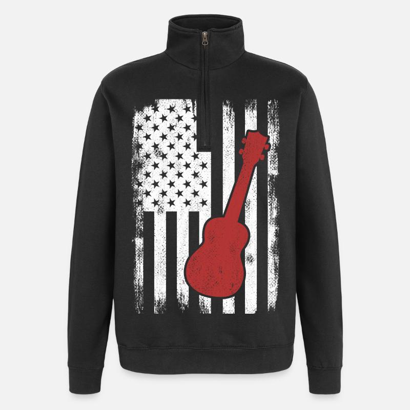 US Ukulele Spieler - Quarter-Zip-Sweatshirt - Schwarz