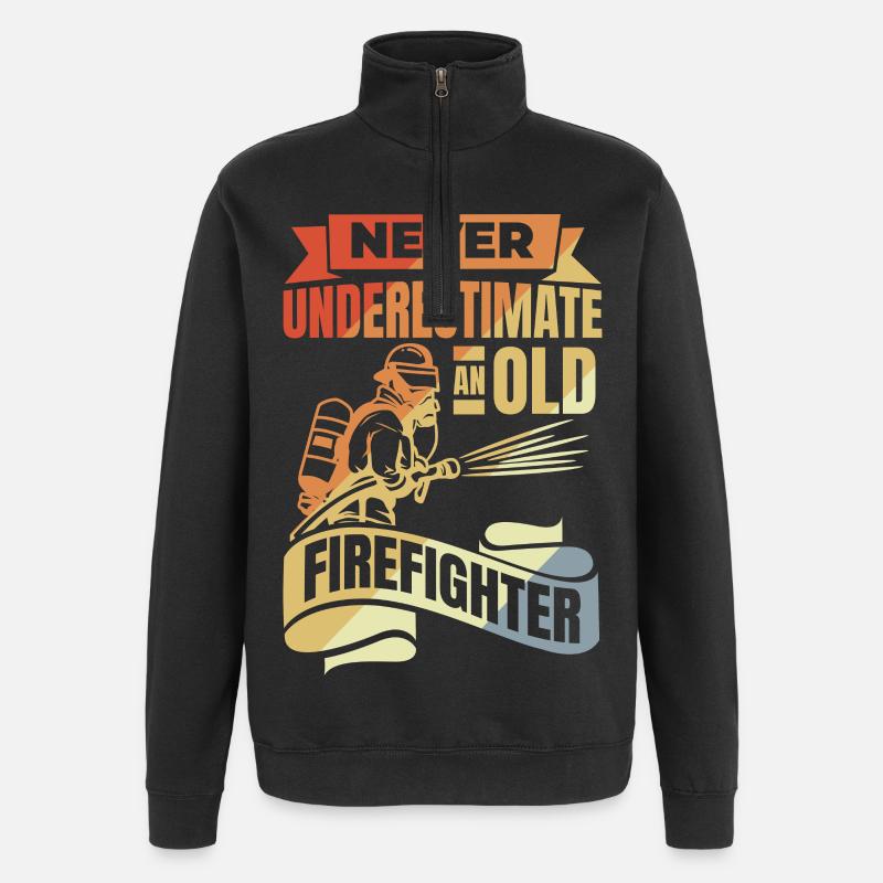 Never underestimate old firefighters - Quarter-Zip Sweatshirt - black
