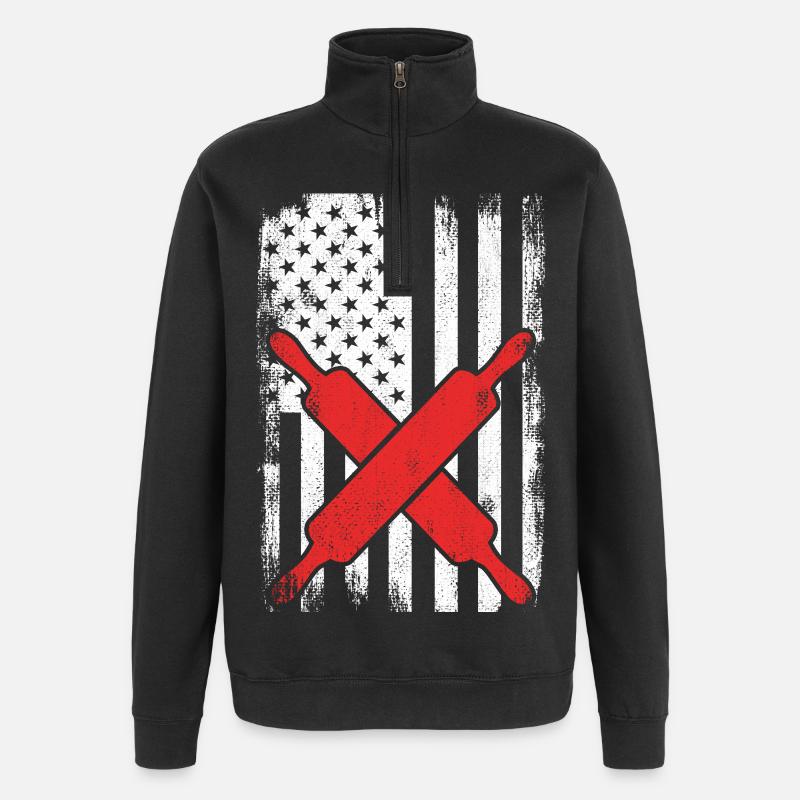 US Flag Baker - Quarter-Zip Sweatshirt - black