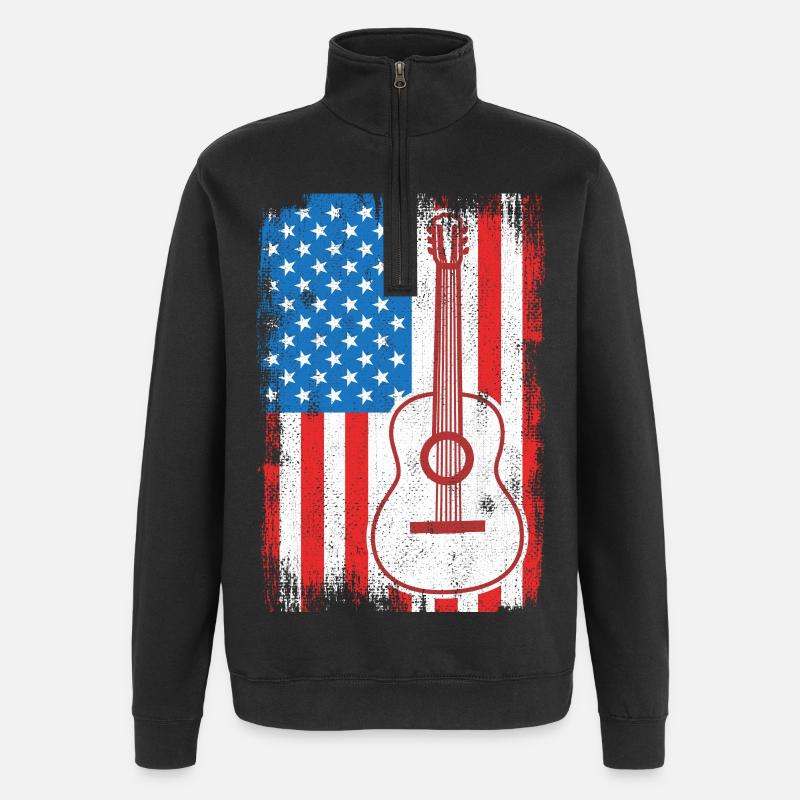 Guitariste de U.S. Flag - Sweat à zip 1/4 - noir