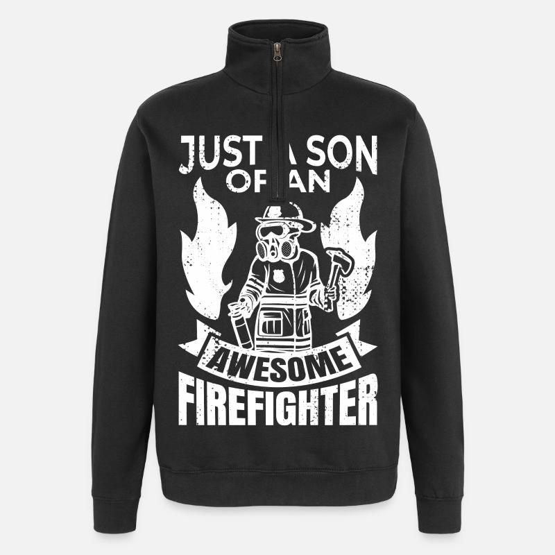 Feuerwehr Sohn - Quarter-Zip-Sweatshirt - Schwarz
