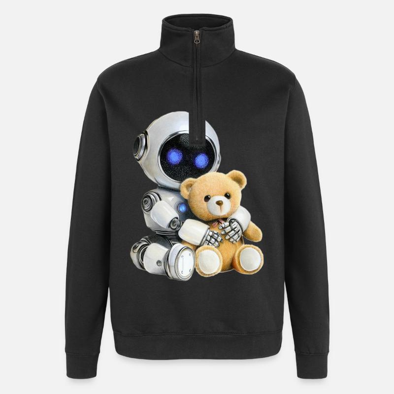 Roboter Teddy - Quarter-Zip-Sweatshirt - Schwarz