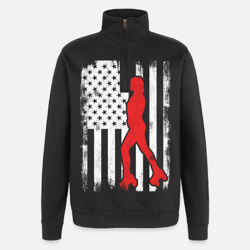 USA roller skater - Quarter-Zip Sweatshirt - black
