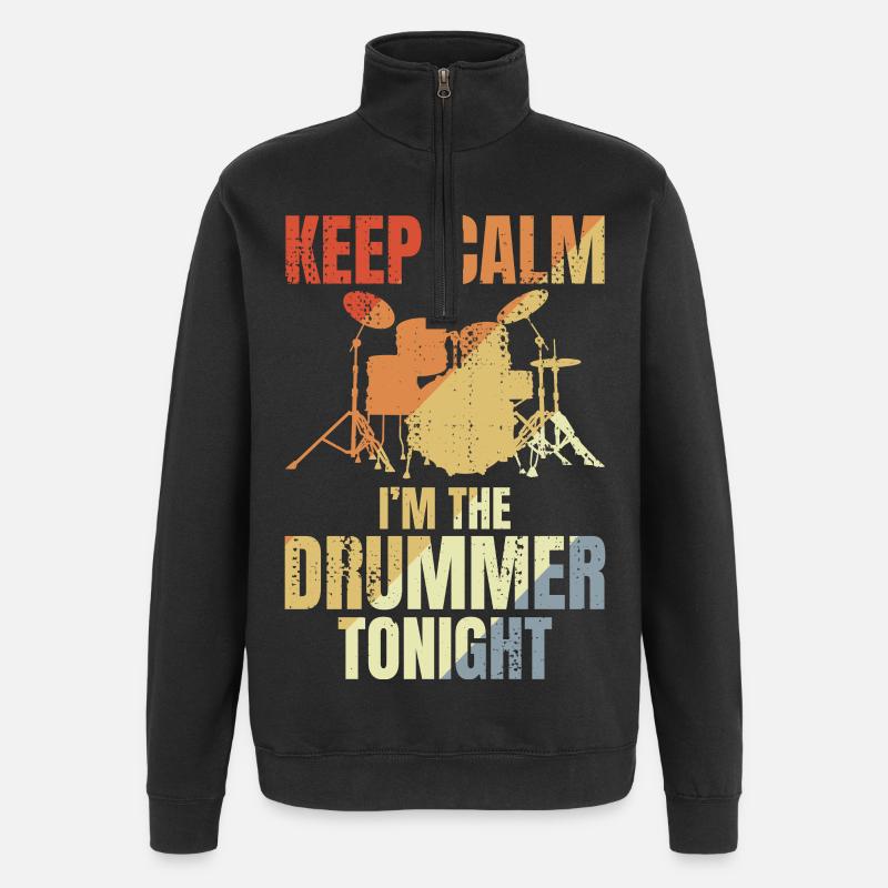 Drôle de batteur qui dit - Sweat à zip 1/4 - noir