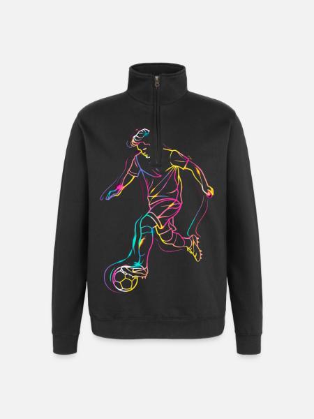 Soccer Player Line Art - Quarter-Zip Sweatshirt - black