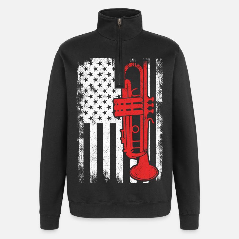 Drapeau Trumpet USA - Sweat à zip 1/4 - noir